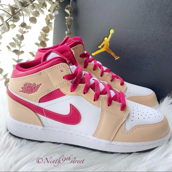 Nike Air Jordan 1 Mid White Onyx Light Curry White W8 Y6.5 M6.5 - Picture 4 of 15